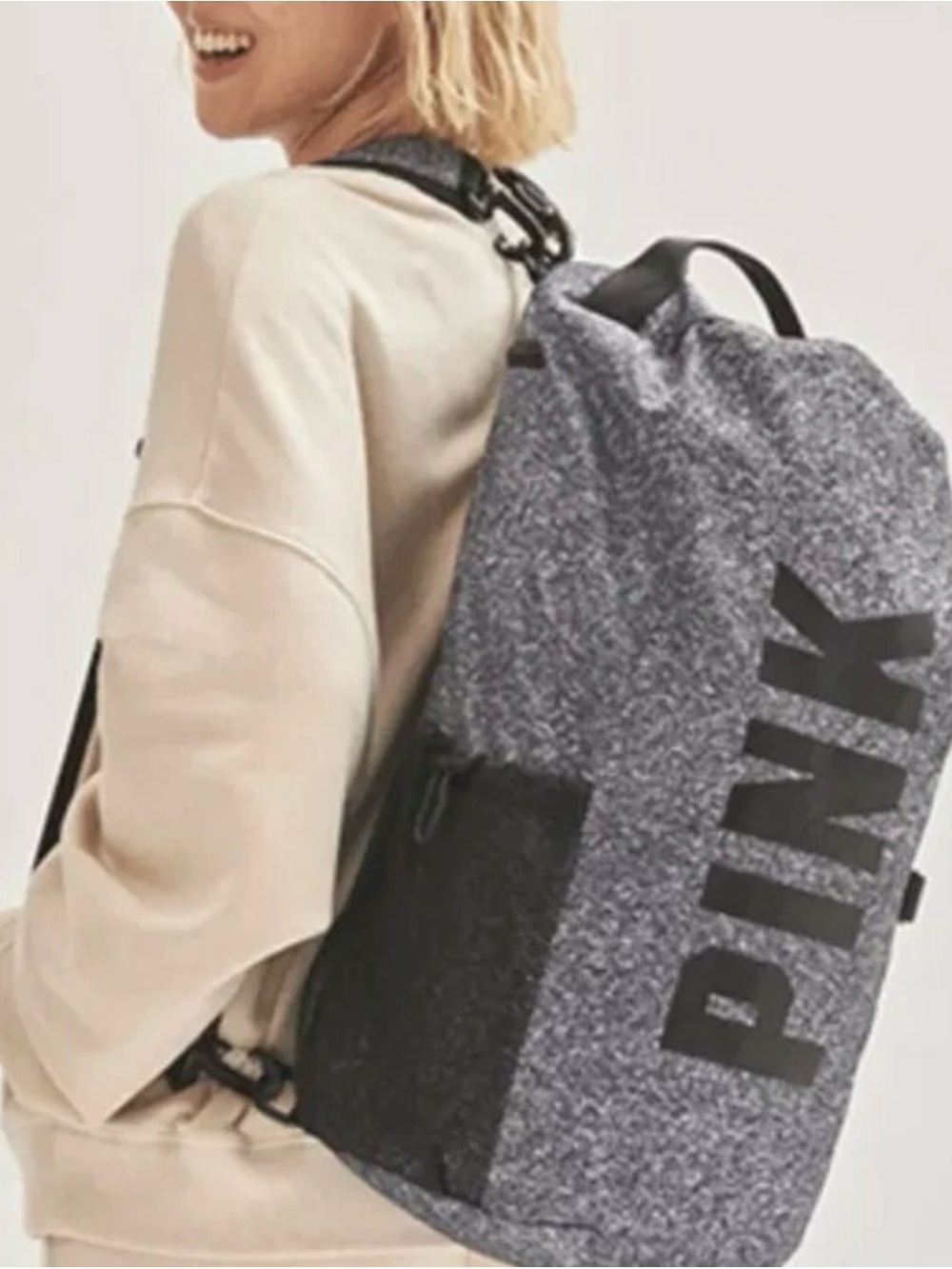 Victoria's Secret PINK Convertible Duffle to Backpack Bag Gray Hike College Gym